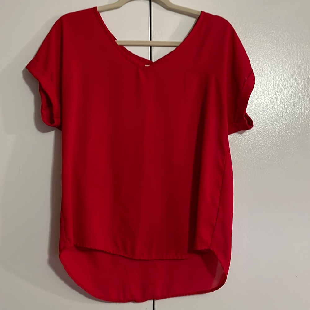 Medium Red V Neck Fresh Blouse